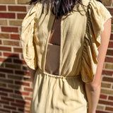 Ruffle Sleeve Romper w/Back Cutout