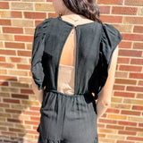 Ruffle Sleeve Romper w/Back Cutout