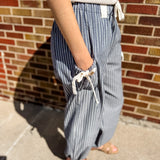 Textured Woven Pants w/Bow Detail