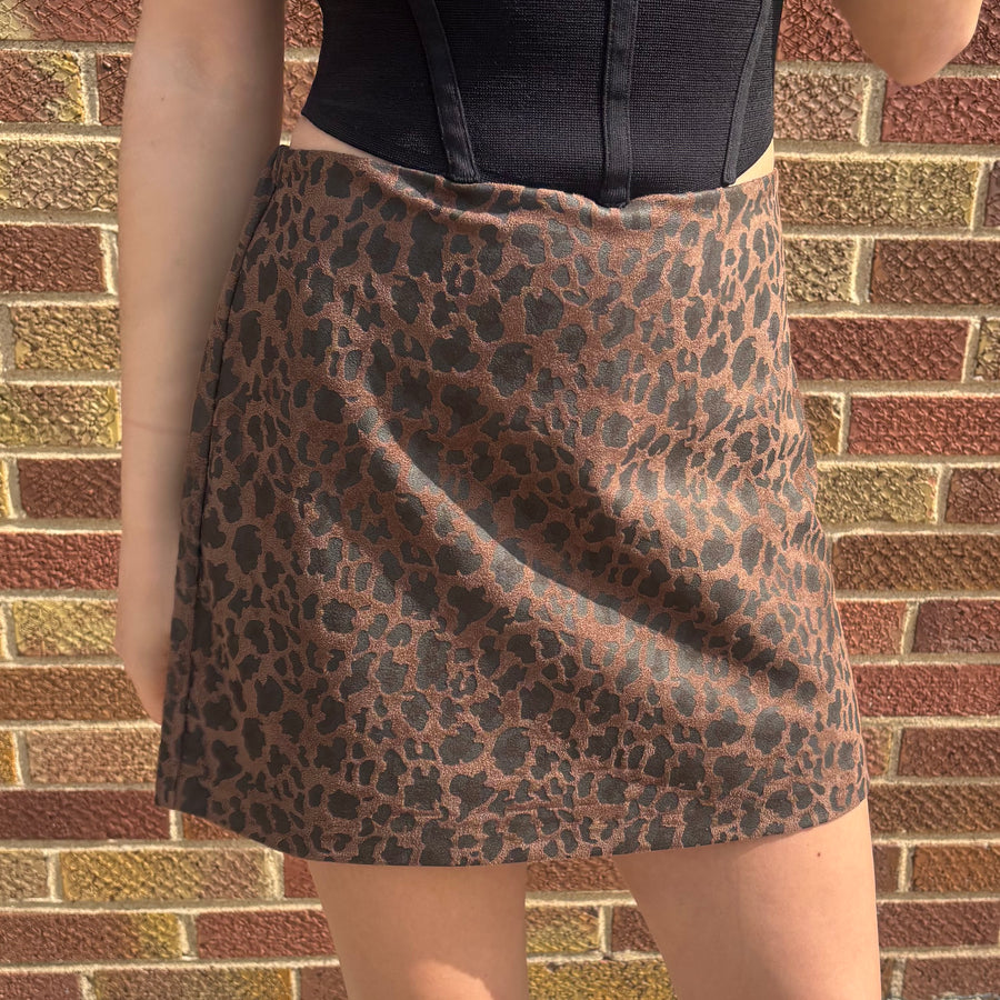 Espresso Leopard Mini Skirt