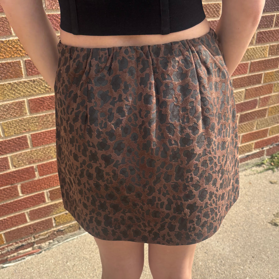 Espresso Leopard Mini Skirt