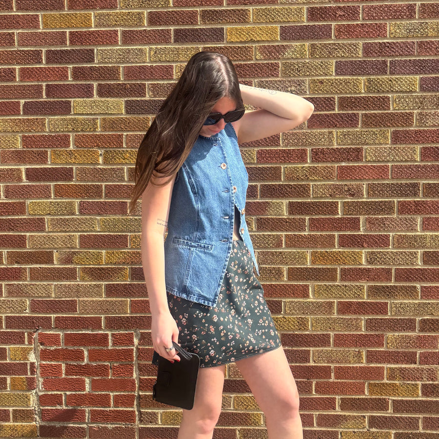 Forest Green Floral Skirt