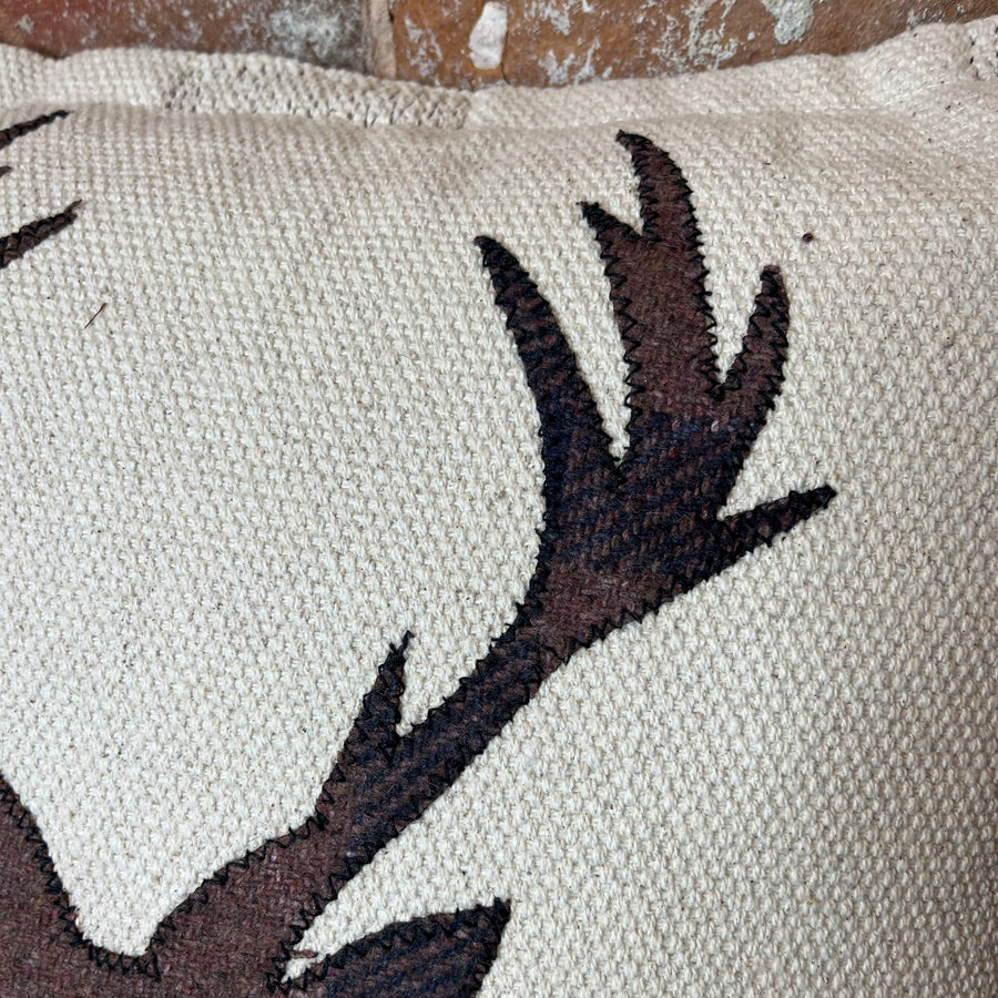 Cotton Pillow w/ Brown Flannel Deer 18”
