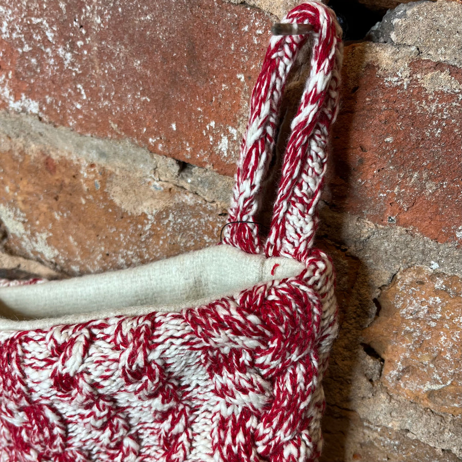 Red/Cream Melange Cotton Knit Stocking 20”