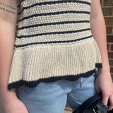 Ruffle Sleeve Stripe Knit Sweater