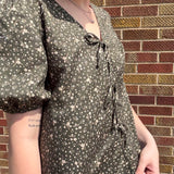 Tie Front Olive Floral Top