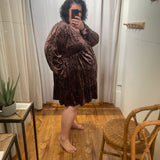 Plus Velvet Babydoll Dress w/ Puff Sleeve