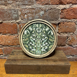 Round Dark Green Morris Framed Sign 8"