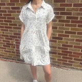 Cream Floral Micro Cord Dress