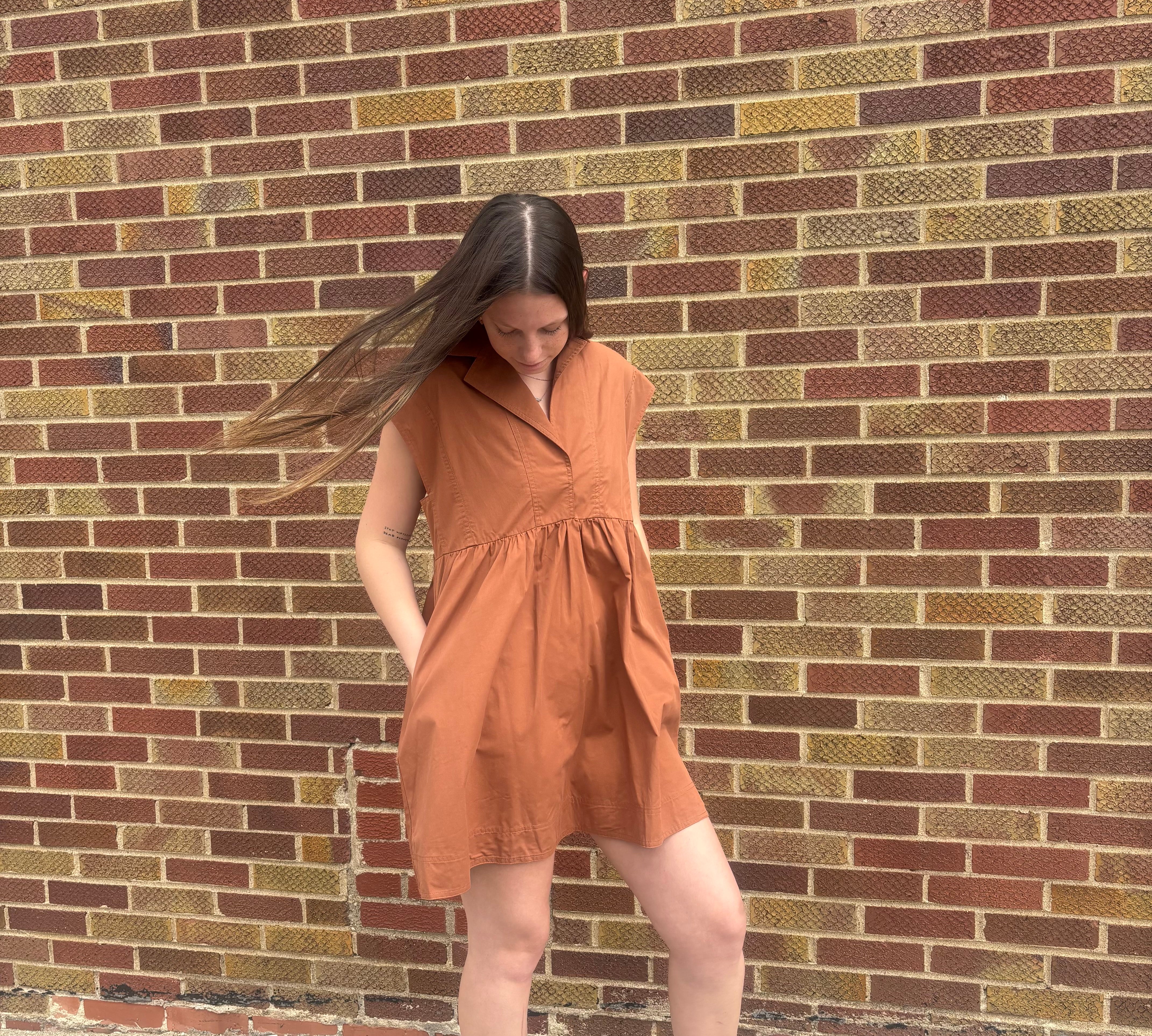 Collared Brick Mini Dress