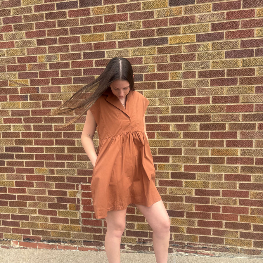 Collared Brick Mini Dress