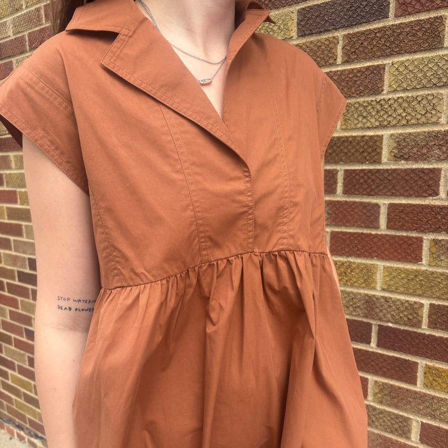 Collared Brick Mini Dress