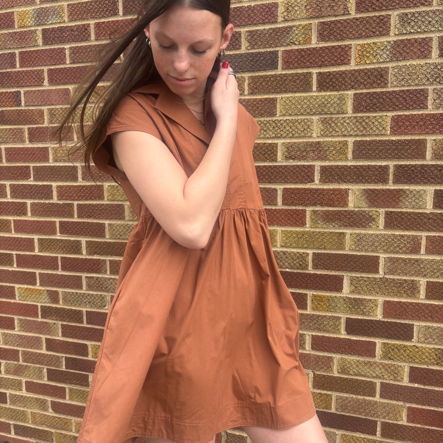 Collared Brick Mini Dress