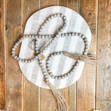 Grey Jute & Wood Bead Garland w/ Tassels