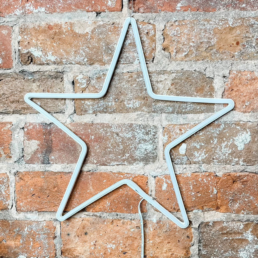 White Star Wall Decor w/ LED Lights 12”