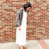 Cream and Mocha Floral Button Down Dress