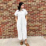 Cream and Mocha Floral Button Down Dress
