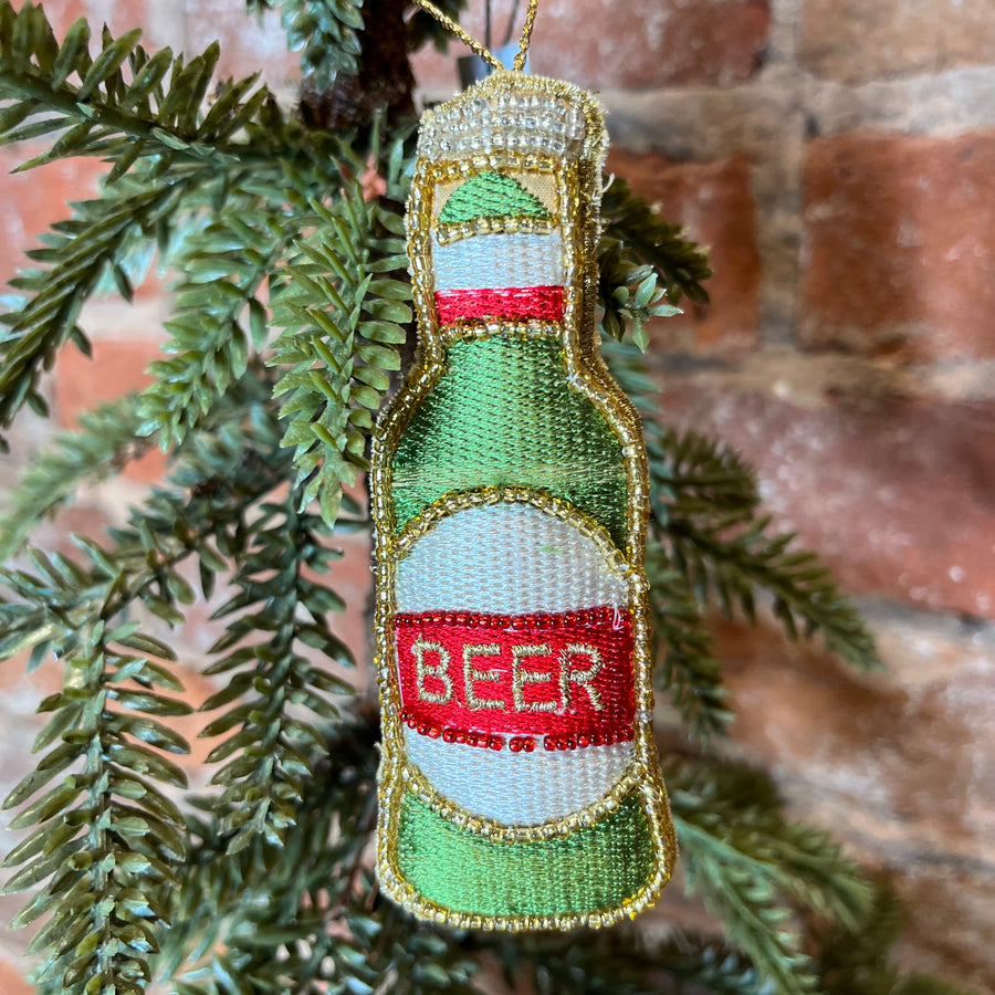 Fabric Beer Bottle Orn 4.5”