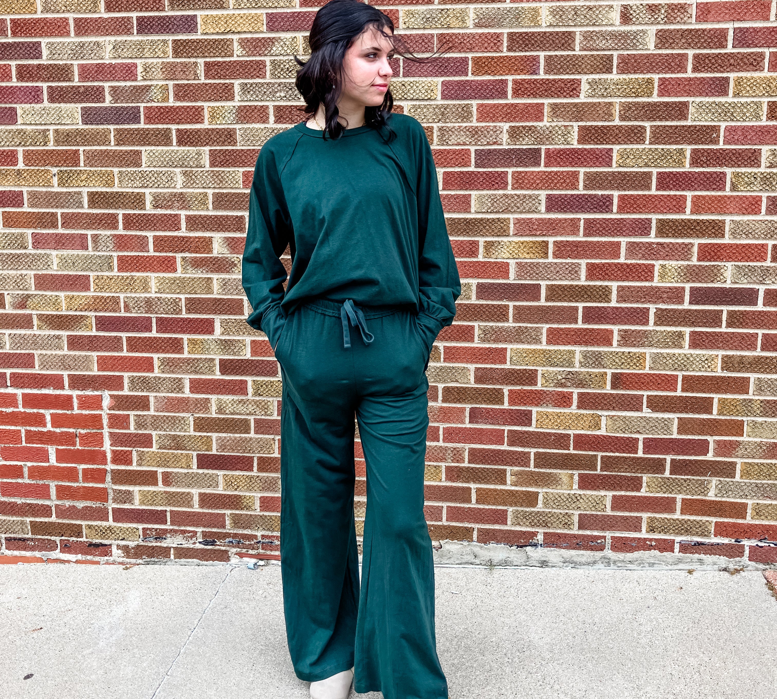 Oversized Cotton Slub Long Sleeve Top