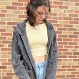 Waffle Knit Mineral-Washed Cardigan
