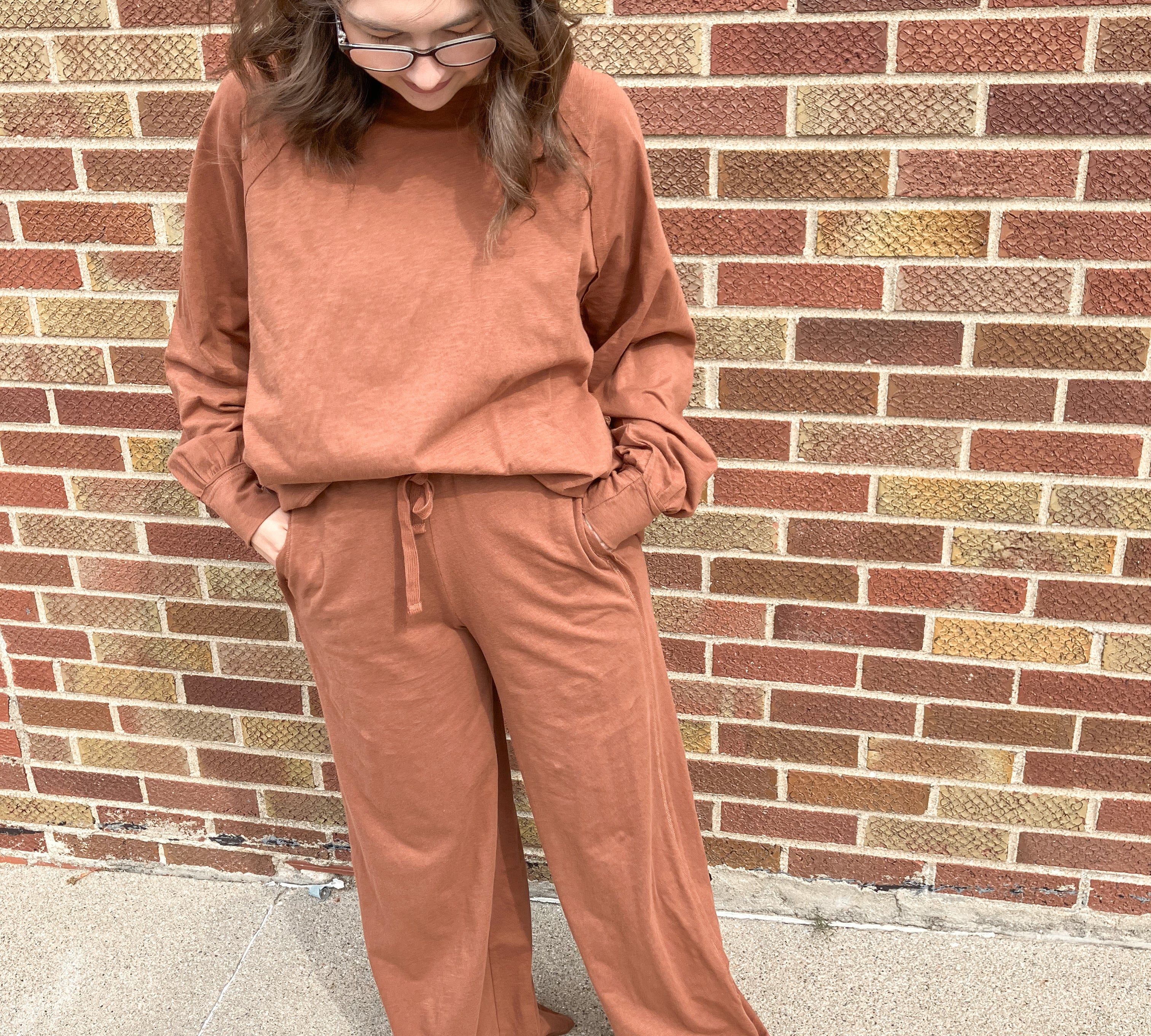 Oversized Cotton Slub Long Sleeve Top