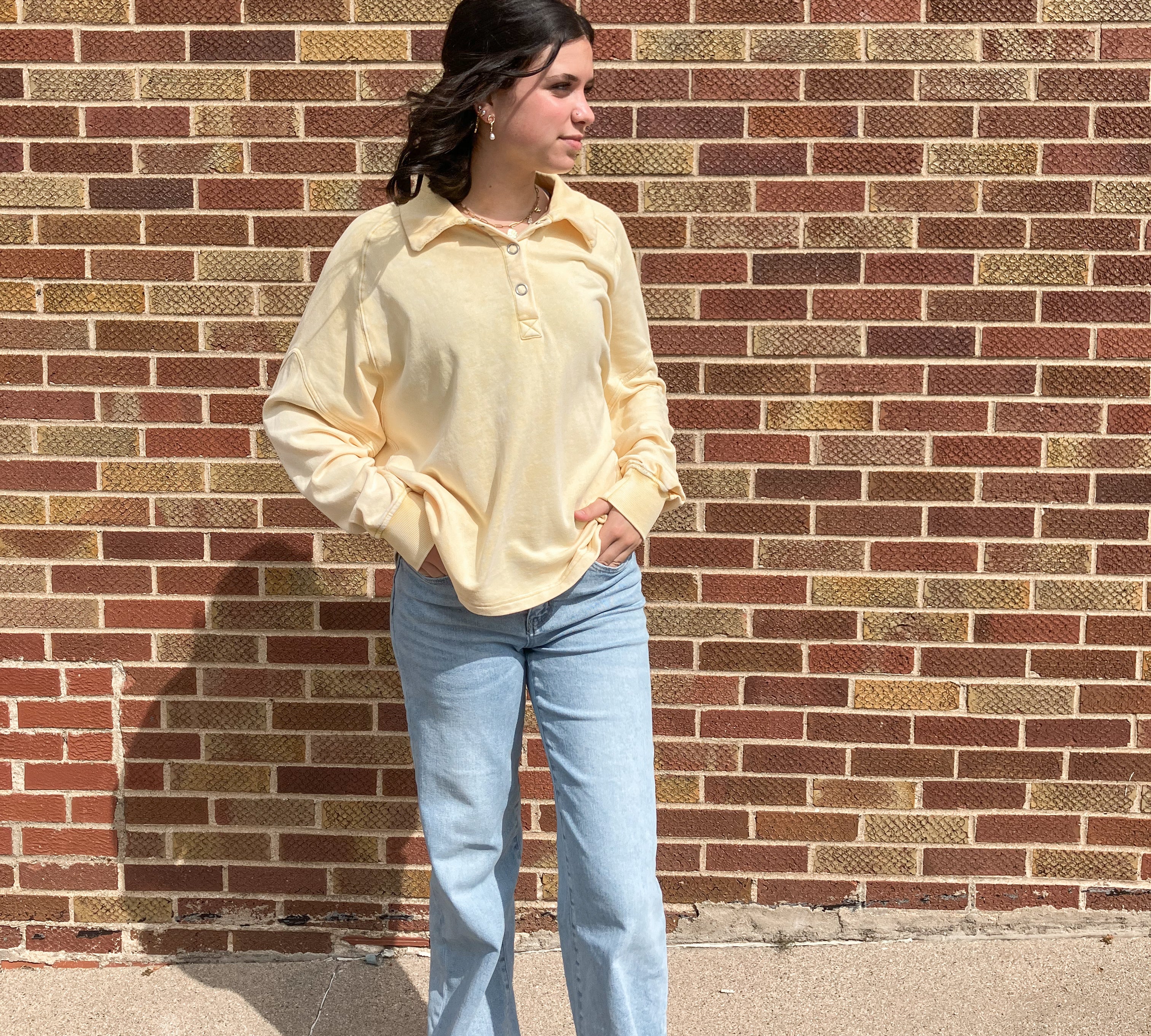 Mineral Washed Polo Sweatshirt