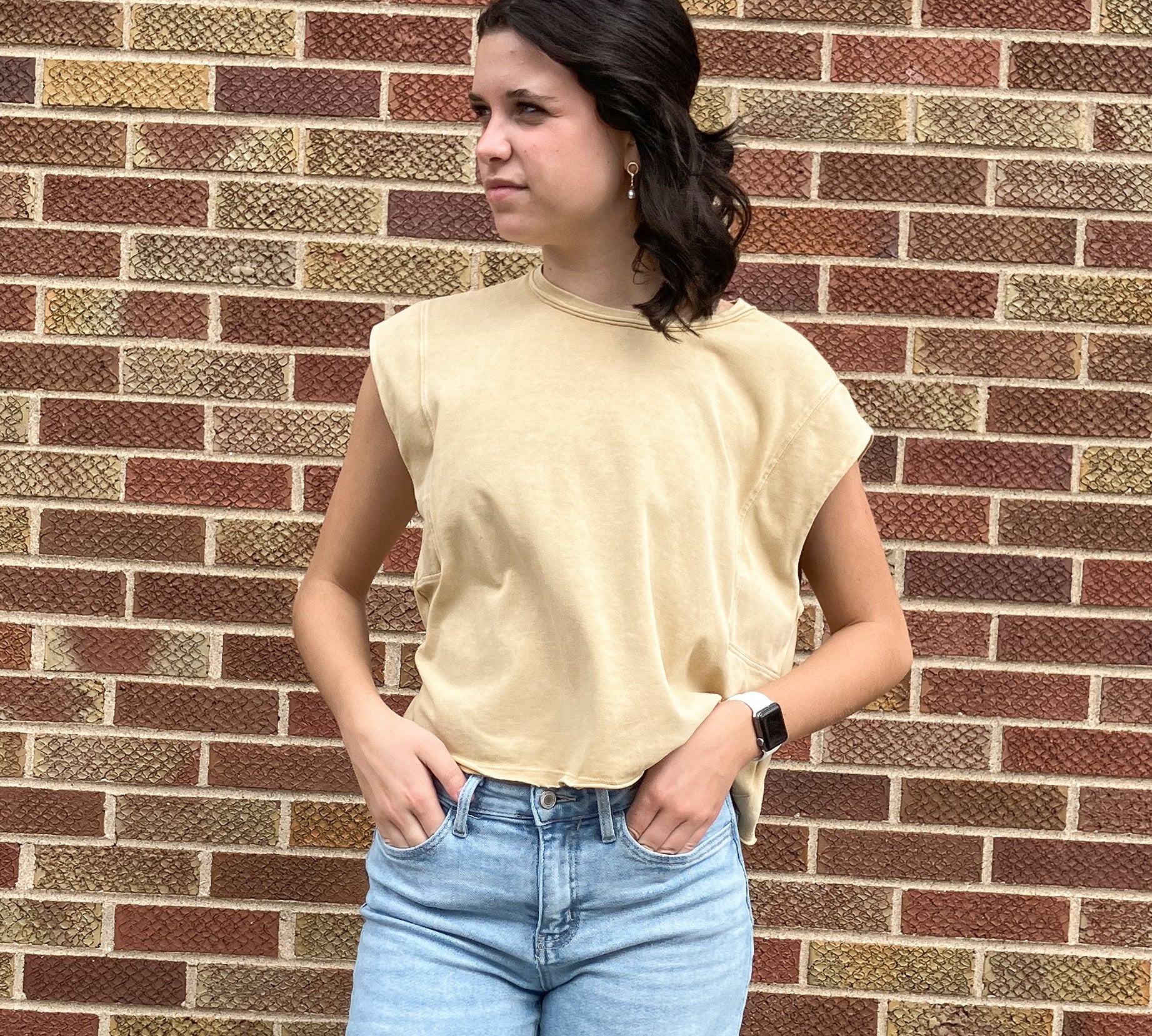 Mineral Washed Cropped Sleeveless Tank