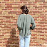 Pigment Washed Cotton V Neck Top