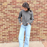 Pigment Washed Cotton V Neck Top