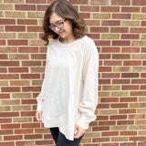 Oversized Cotton Slub Long Sleeve Top