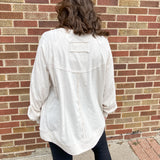 Oversized Cotton Slub Long Sleeve Top