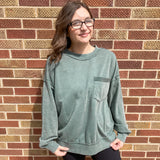 Mineral Wash French Terry Pullover w/Pocket