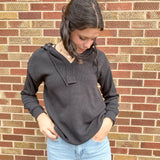 Ribbed Henley Hoodie Pullover