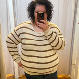 Plus Striped Crew Neck Knit Sweater