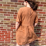 Camel Corded Boxy Mini Dress