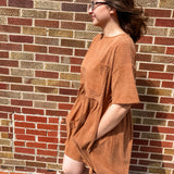 Camel Corded Boxy Mini Dress