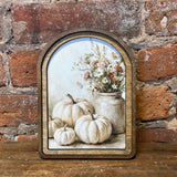 Arch Top Cream Pumpkins Sign 6x8"