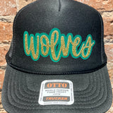 Black Gold Glitter Wolves Hat