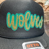 Black Gold Glitter Wolves Hat