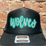 Black Silver Glitter Wolves Hat