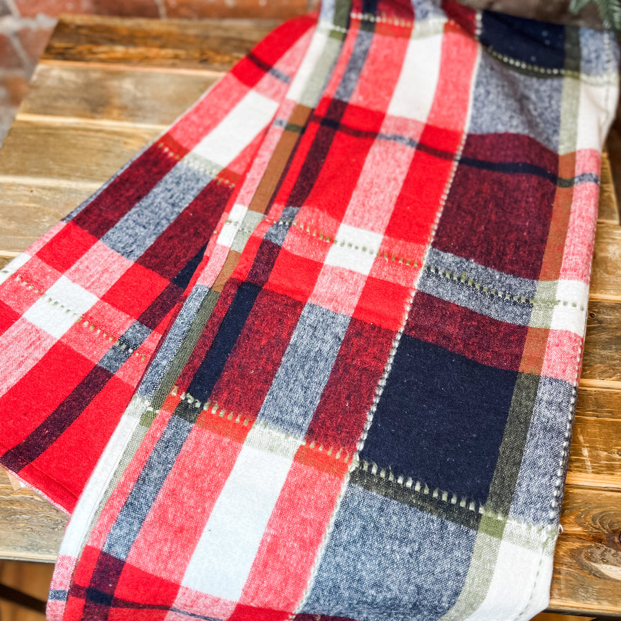 Red/Blue Brushed Cotton Throw 60x50”