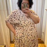 Plus Empire Waist Cuff Sleeve Dress