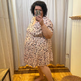 Plus Empire Waist Cuff Sleeve Dress