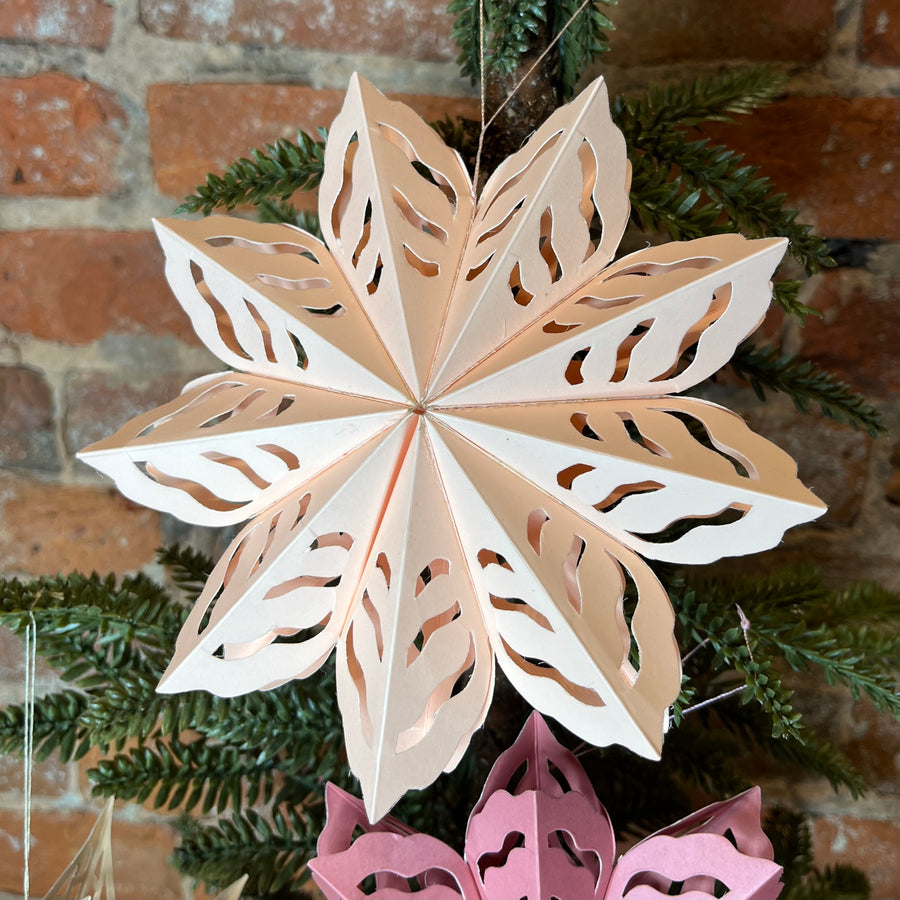 Recycled Paper Snowflake Orn  9”