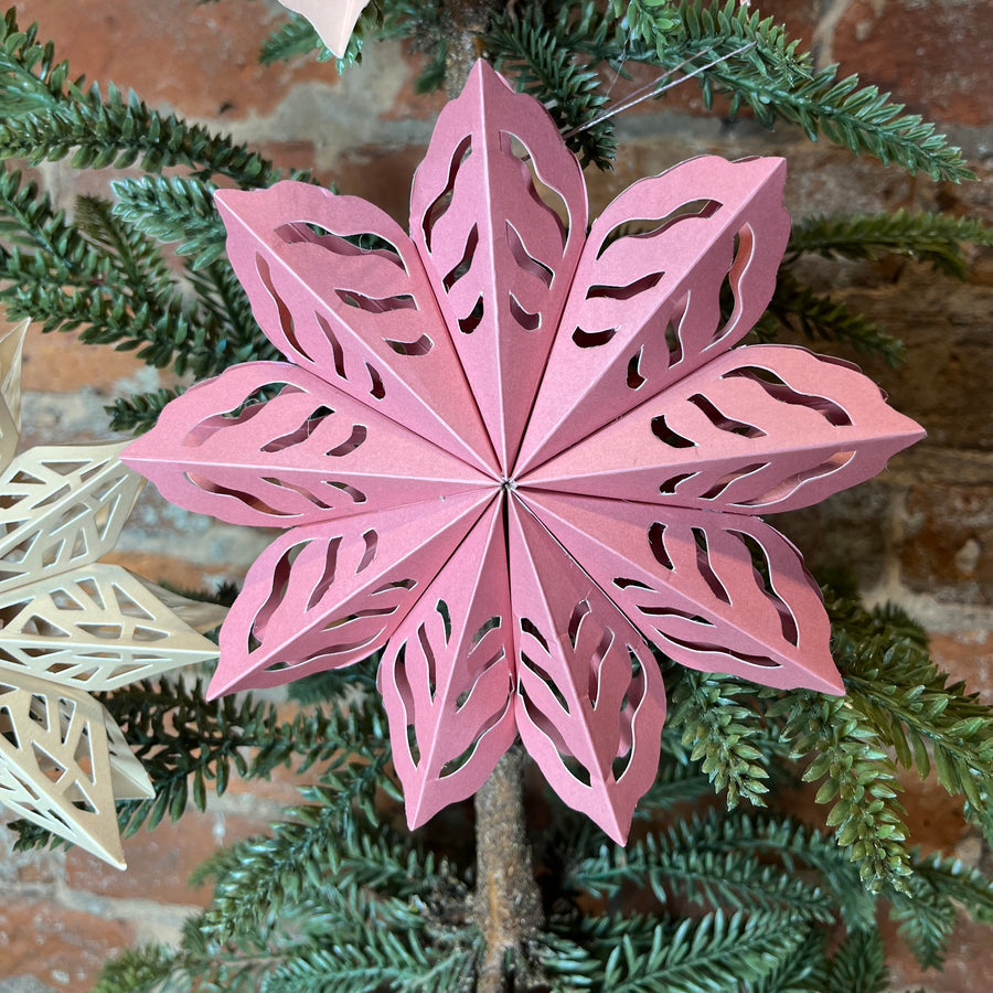 Recycled Paper Snowflake Orn  9”