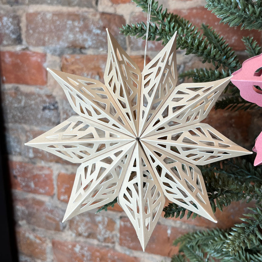 Recycled Paper Snowflake Orn 6”