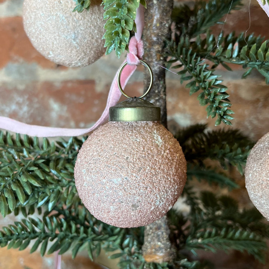 Matte Pink Glass Ball Ornament Garland 72”