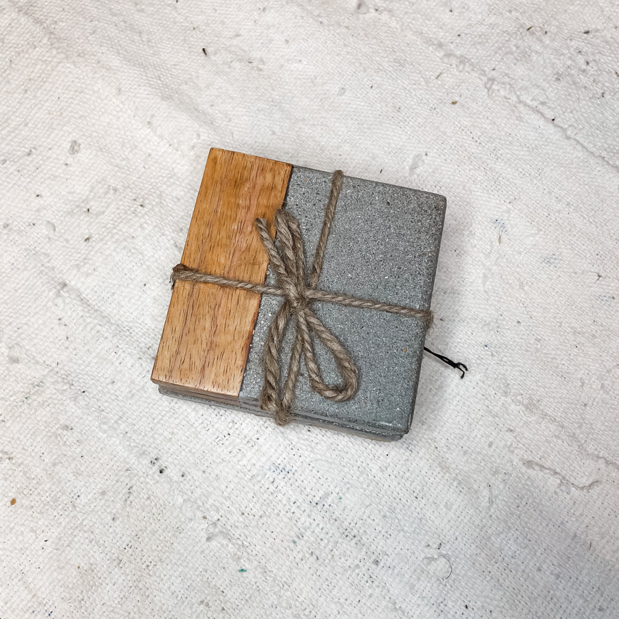 Cement & Wood Coasters Set of 4
