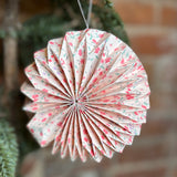 Recycled Paper Folding Pinwheel Orn w/ Chintz Pattern 5”