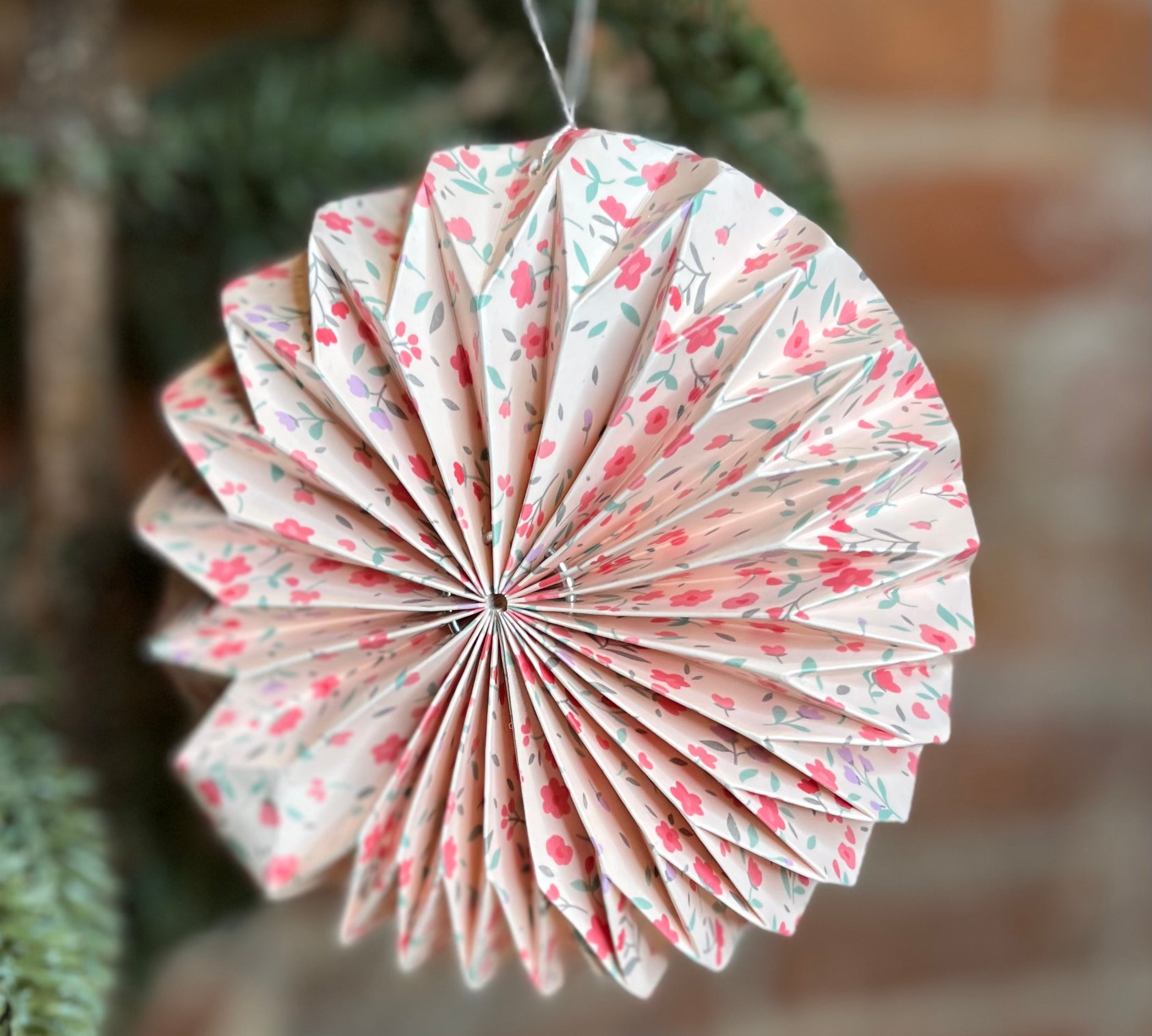 Recycled Paper Folding Pinwheel Orn w/ Chintz Pattern 5”